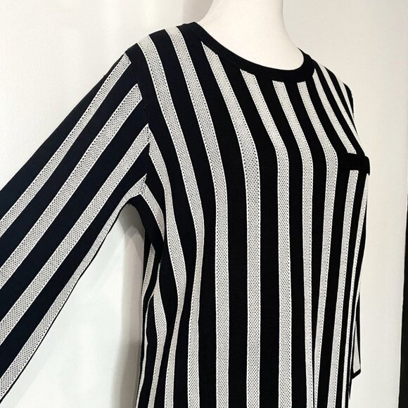 STORM & MARIE REFEREE  BLACK WHITE STRIPED KNIT TUNIC DRESS - 6 - Picture 5 of 9